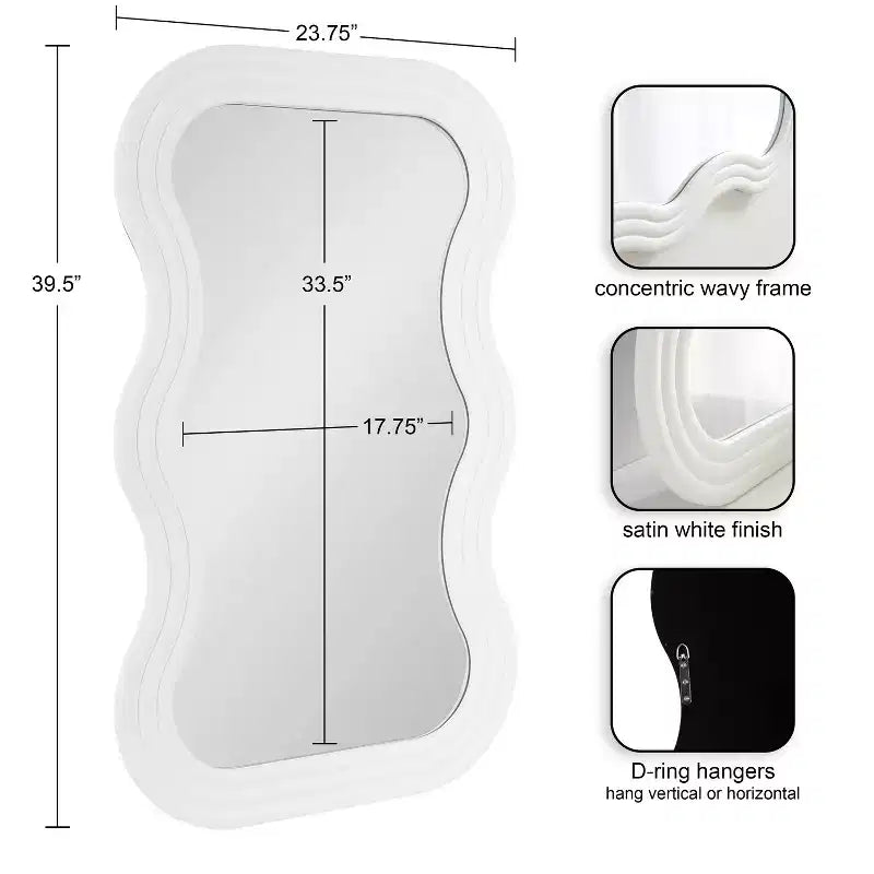 Kate & Laurel All Things Decor Specchio da parete ondulato Fripp 24"x40" in legno bianco