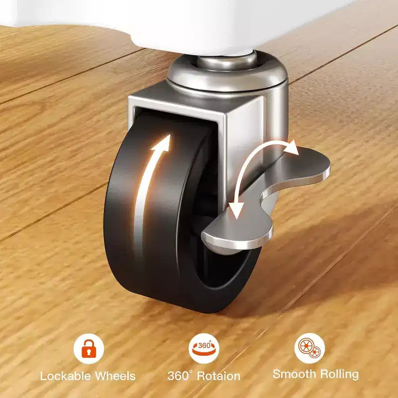 Carrello Avvolgibile a 3 Livelli - Carrello Portaoggetti in Plastica Leggera con Ruote Bloccabili e Manico per Cameretta, Cucina, Bagno, Stanza dei Lavoretti