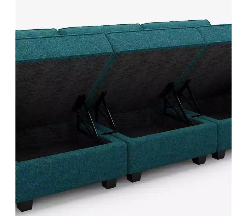 Divano letto modulare Terry con contenitore (9 sedute + 7 braccioli)