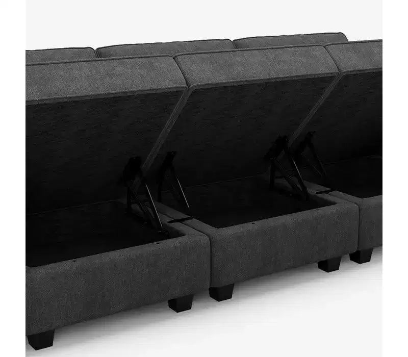 Divano letto modulare Terry con contenitore (9 sedute + 7 braccioli)