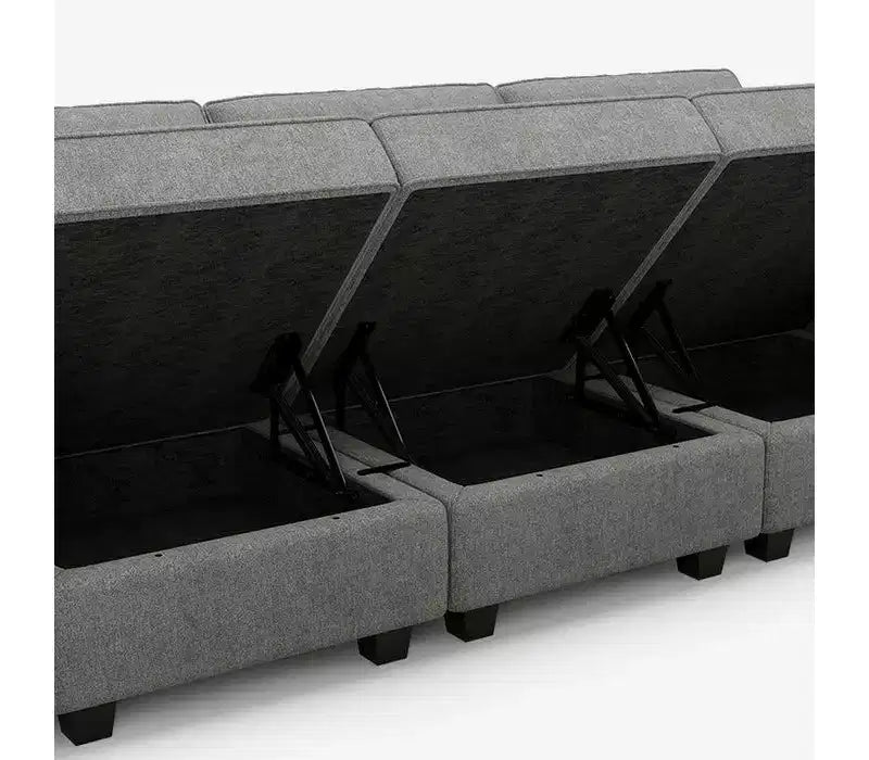 Divano letto modulare Terry con contenitore (9 sedute + 7 braccioli)