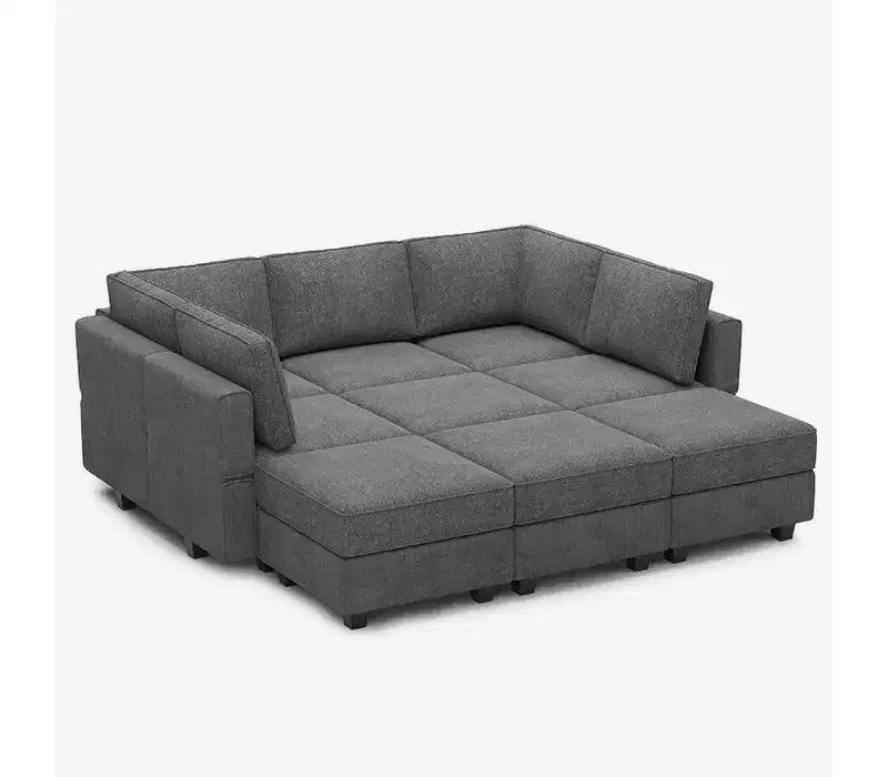 Divano letto modulare Terry con contenitore (9 sedute + 7 braccioli)