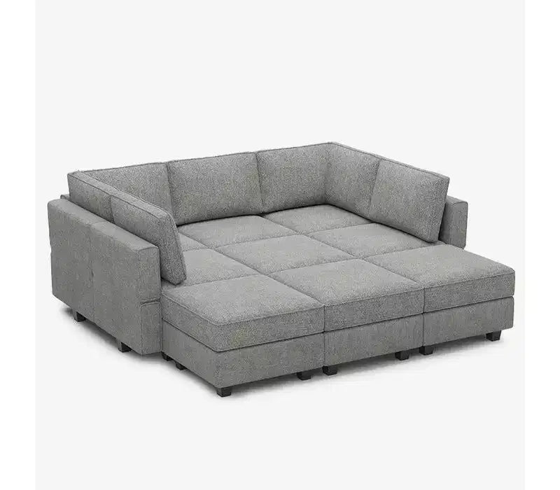 Divano letto modulare Terry con contenitore (9 sedute + 7 braccioli)