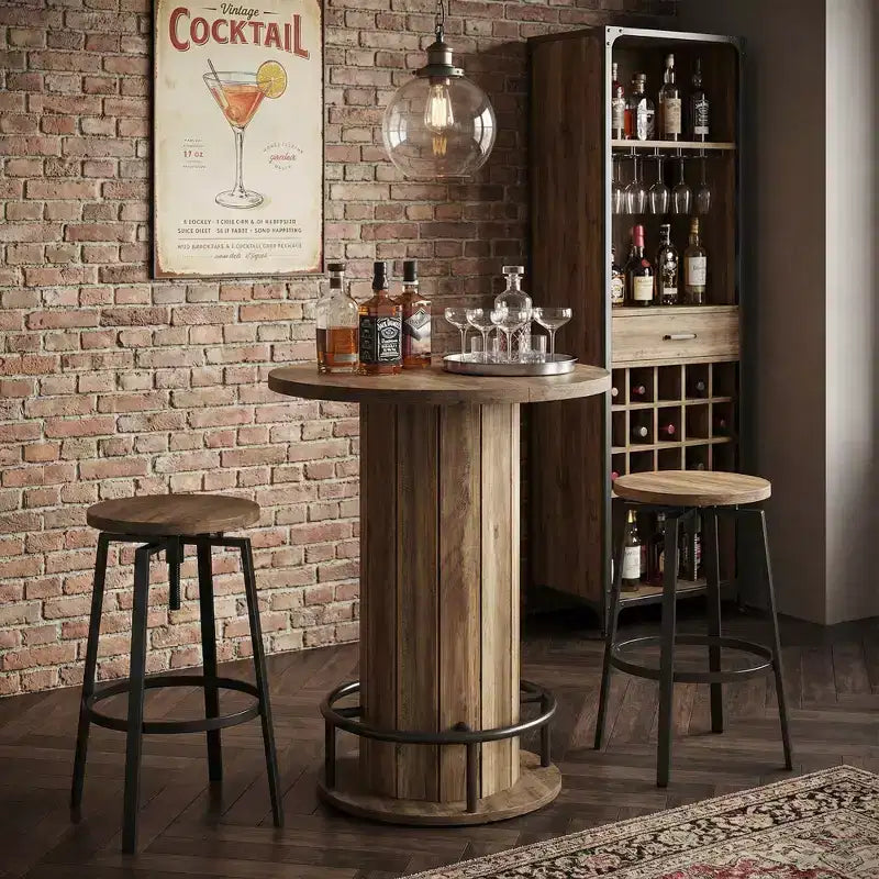 Tavolo alto rotondo da bistrot e pub da 31" con poggiapiedi, tavolo da pranzo, caffè, cocktail ad altezza bancone (solo tavolo)