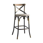 Metal and Wood Bar Chair with X-Shape Backrest