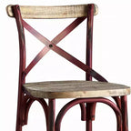Sgabello da bar in metallo e legno con schienale a X