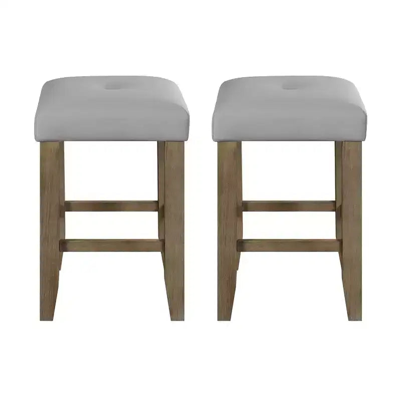 Simple Relax Set of 2 Square Counter Stools in Gray and Oak