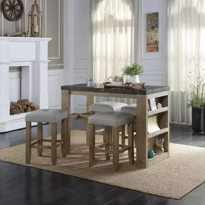 Sgabelli quadrati da bancone in grigio e rovere