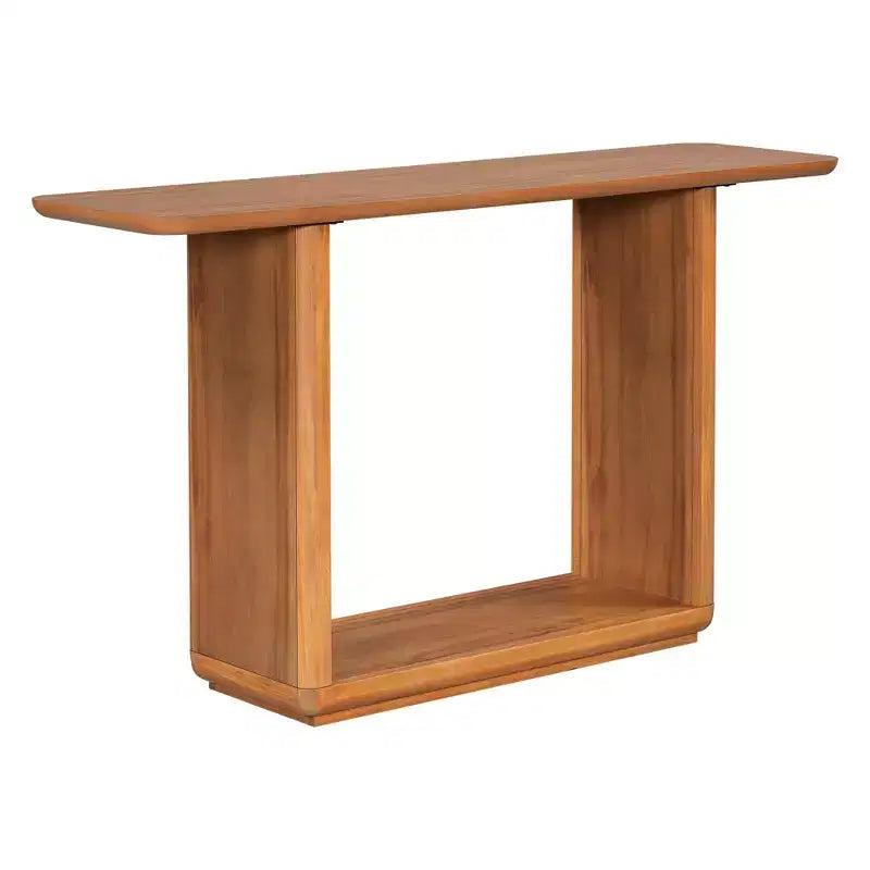 Consolle moderna in legno Edana con base a U e angoli arrotondati