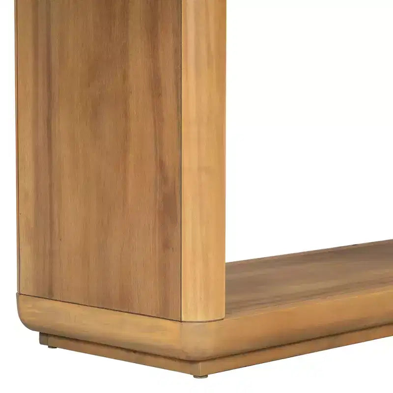 Consolle moderna in legno Edana con base a U e angoli arrotondati