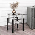 MAMAYEERTY Modern Tempered Glass End Table, Square Side Table for Living Room Bedroom, Black