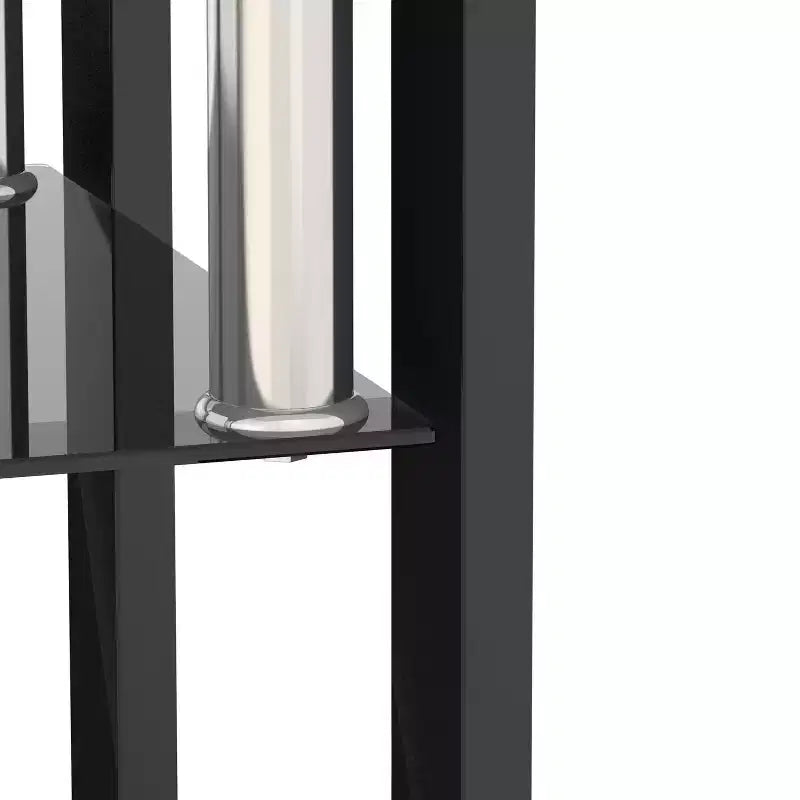 Tavolino Moderno con Piano in Vetro Temperato, Tavolino Quadrato per Salotto e Camera da Letto, Nero