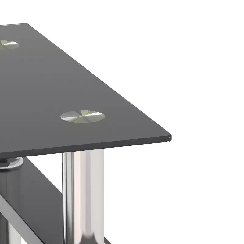 Tavolino Moderno con Piano in Vetro Temperato, Tavolino Quadrato per Salotto e Camera da Letto, Nero