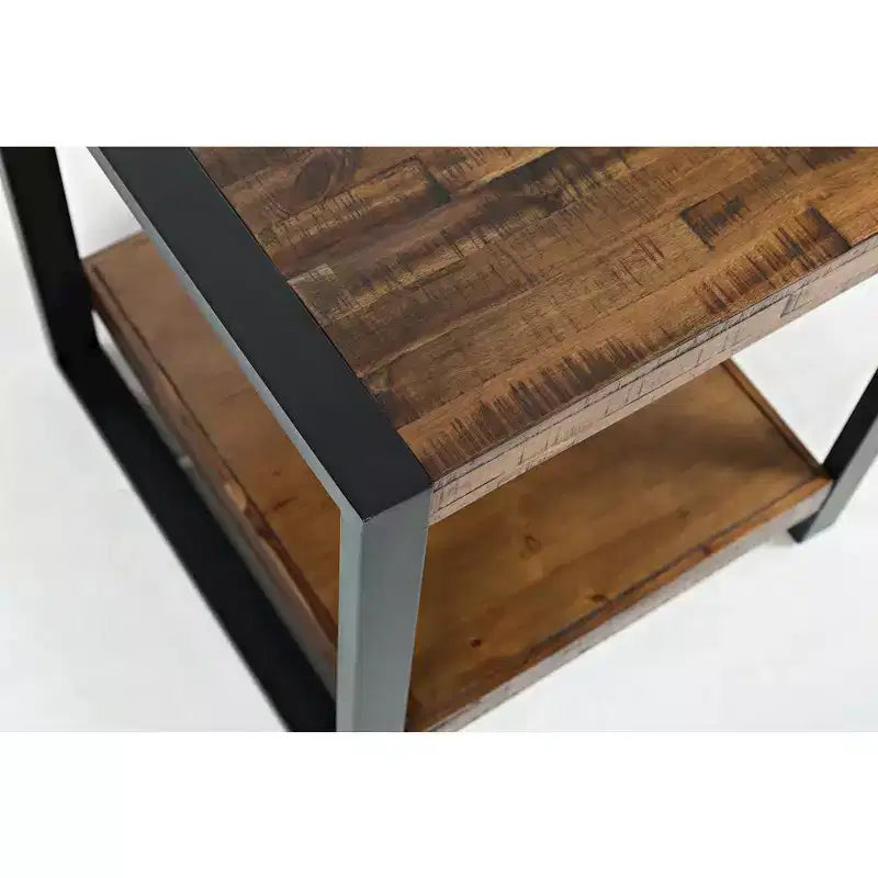 Loftworks Tavolino d'Appoggio Industriale Moderno Effetto Invecchiato in Acacia