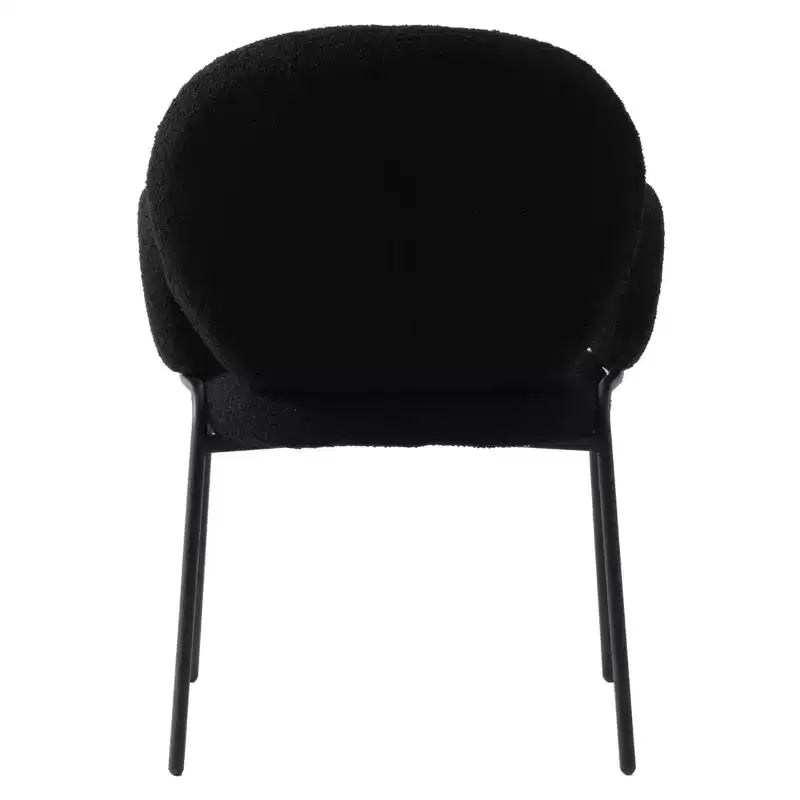 Sedie da pranzo con braccioli in bouclé della serie Celestial, con struttura nera, comode, eleganti, accento moderno per sale da pranzo e cucine