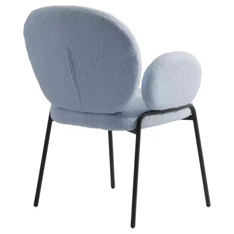 Sedie da pranzo con braccioli in bouclé della serie Celestial, con struttura nera, comode, eleganti, accento moderno per sale da pranzo e cucine