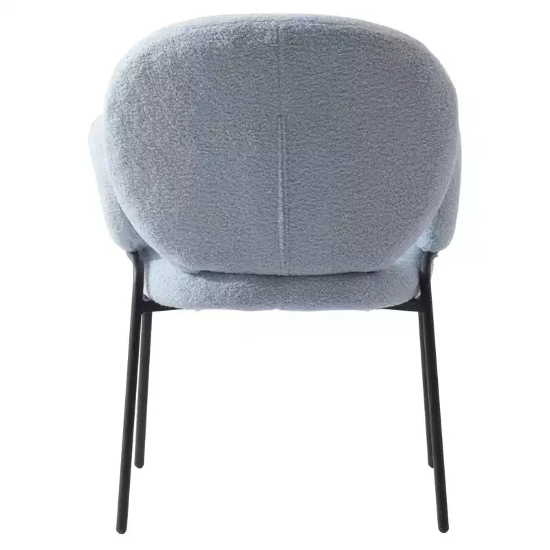 Sedie da pranzo con braccioli in bouclé della serie Celestial, con struttura nera, comode, eleganti, accento moderno per sale da pranzo e cucine