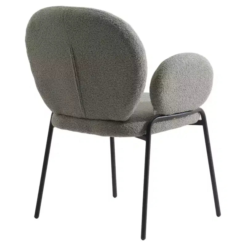 Sedie da pranzo con braccioli in bouclé della serie Celestial, con struttura nera, comode, eleganti, accento moderno per sale da pranzo e cucine