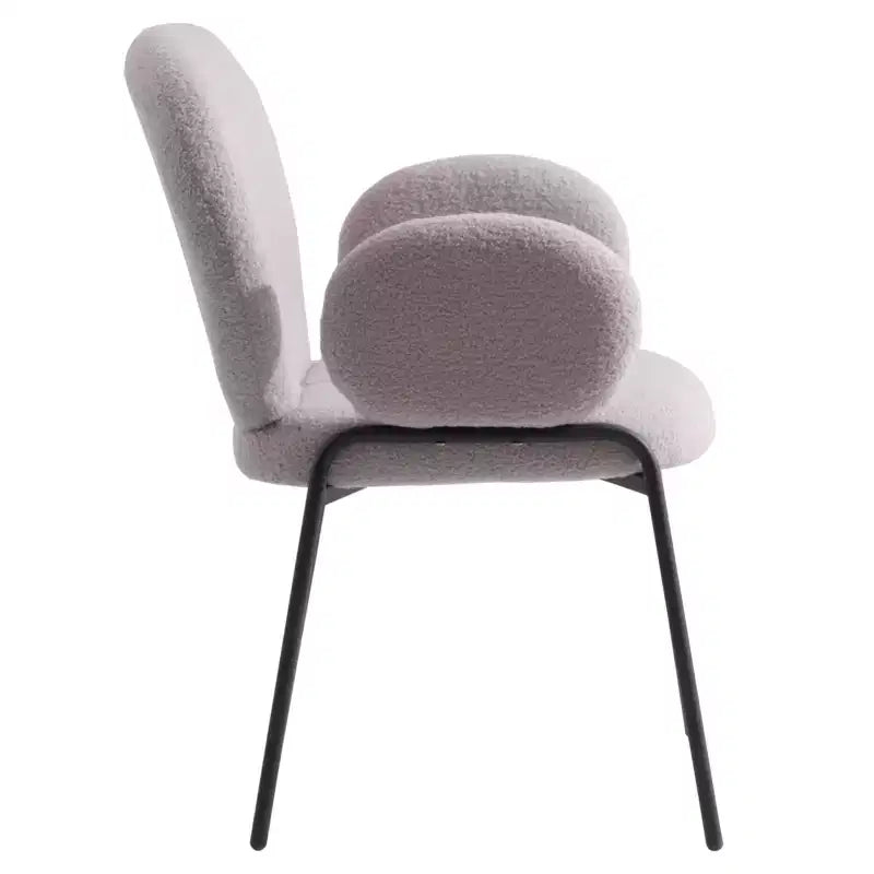 Sedie da pranzo con braccioli in bouclé della serie Celestial, con struttura nera, comode, eleganti, accento moderno per sale da pranzo e cucine