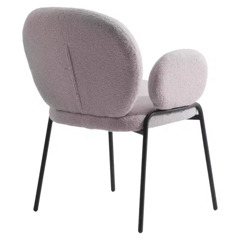Sedie da pranzo con braccioli in bouclé della serie Celestial, con struttura nera, comode, eleganti, accento moderno per sale da pranzo e cucine