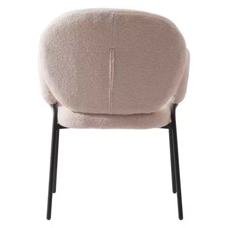Sedie da pranzo con braccioli in bouclé della serie Celestial, con struttura nera, comode, eleganti, accento moderno per sale da pranzo e cucine