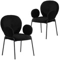 Sedie da pranzo con braccioli in bouclé della serie Celestial, con struttura nera, comode, eleganti, accento moderno per sale da pranzo e cucine
