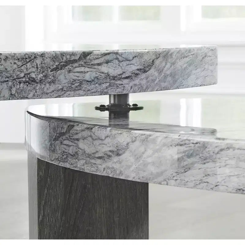 Tavolino da salotto con piano effetto marmo a incastro, modello Surmour Modern Nesting, colore grigio