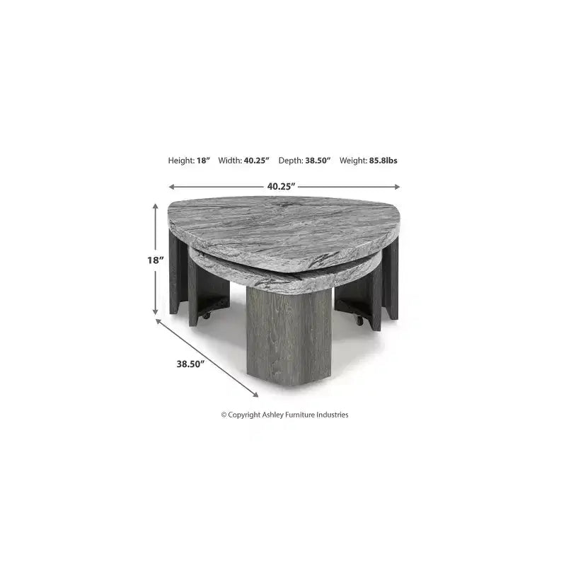 Tavolino da salotto con piano effetto marmo a incastro, modello Surmour Modern Nesting, colore grigio