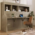 Whisen Elegant Twin Size Murphy Bed with Desk and Storage Shelves