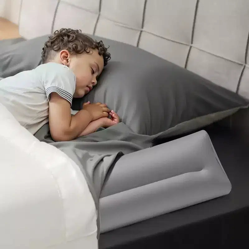 Sponda Letto per Bambini, Sponda Gonfiabile per Letto da 120 cm con Pompa Manuale, Sponda Letto per Bambini Antiscivolo Floccata (2 Pezzi), Grigio