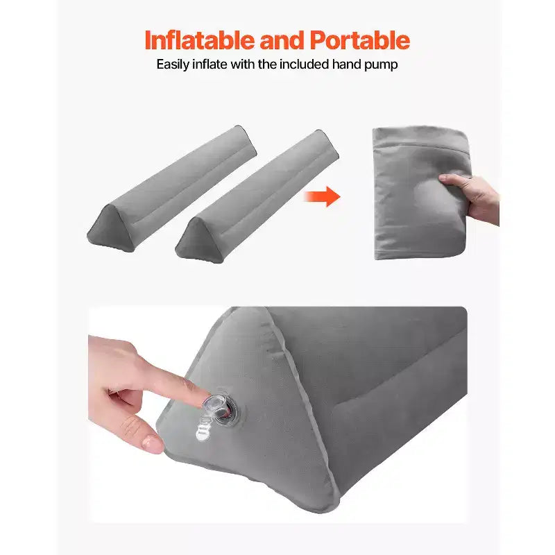 Sponda Letto per Bambini, Sponda Gonfiabile per Letto da 120 cm con Pompa Manuale, Sponda Letto per Bambini Antiscivolo Floccata (2 Pezzi), Grigio