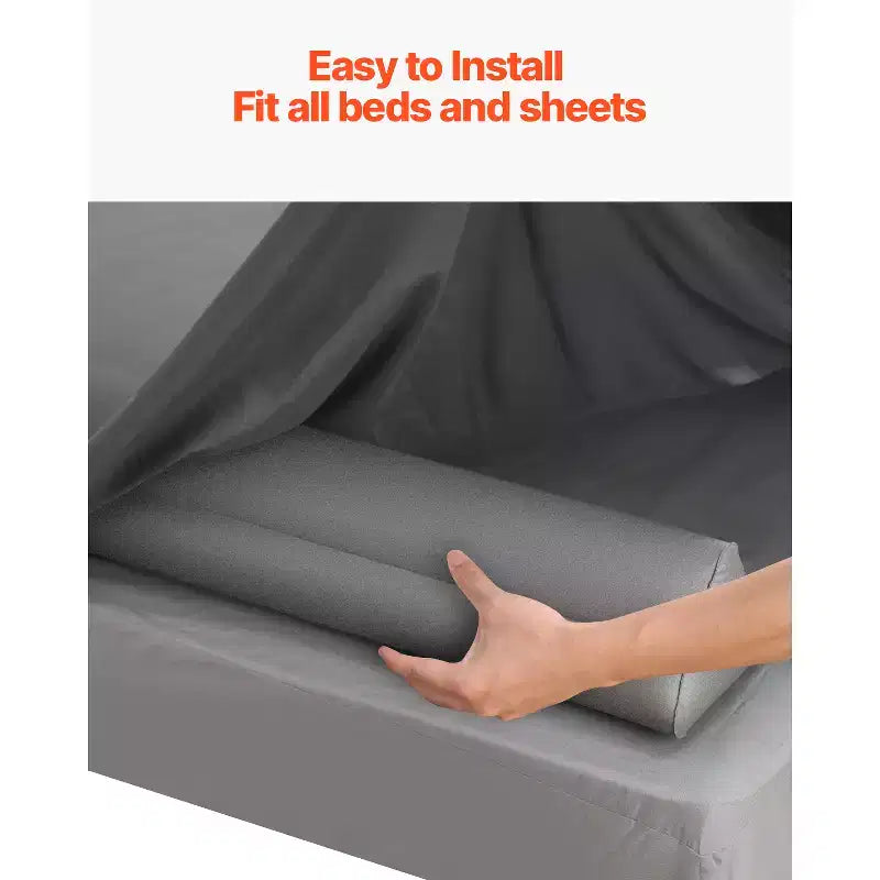 Sponda Letto per Bambini, Sponda Gonfiabile per Letto da 120 cm con Pompa Manuale, Sponda Letto per Bambini Antiscivolo Floccata (2 Pezzi), Grigio