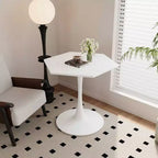 31,5 Tavolino moderno esagonale con piano in marmo bianco stampato e base in metallo per sala da pranzo salotto bianco
