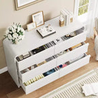 Cassettiera arcuata a 6 cassetti, mobile in legno largo 119 cm con profilo curvo per camera da letto moderna, soggiorno, ingresso, cameretta