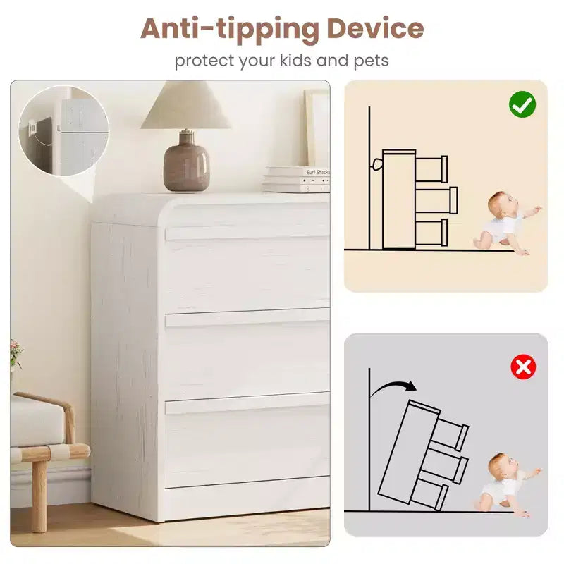 Cassettiera arcuata a 6 cassetti, mobile in legno largo 119 cm con profilo curvo per camera da letto moderna, soggiorno, ingresso, cameretta