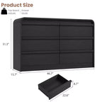Cassettiera arcuata a 6 cassetti, mobile in legno largo 119 cm con profilo curvo per camera da letto moderna, soggiorno, ingresso, cameretta