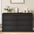 Cassettiera arcuata a 6 cassetti, mobile in legno largo 119 cm con profilo curvo per camera da letto moderna, soggiorno, ingresso, cameretta