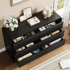 Cassettiera arcuata a 6 cassetti, mobile in legno largo 119 cm con profilo curvo per camera da letto moderna, soggiorno, ingresso, cameretta
