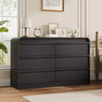 Cassettiera arcuata a 6 cassetti, mobile in legno largo 119 cm con profilo curvo per camera da letto moderna, soggiorno, ingresso, cameretta