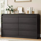 Arched 6-Drawer Dresser,47 Wide Wooden Chest with Curved Profile for Modern Bedroom, Living Room, Entryway, Nursery Storage