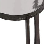 Tavolino Rustico, Tavolino Laterale o Comodino Piccolo per l'Arredamento della Stanza - Tavolino Rotondo in Metallo con Piano in Vetro per Piccoli Spazi - 22 Bronzo & Rame