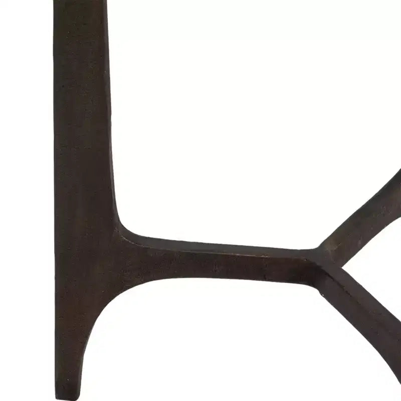 Tavolino Rustico, Tavolino Laterale o Comodino Piccolo per l'Arredamento della Stanza - Tavolino Rotondo in Metallo con Piano in Vetro per Piccoli Spazi - 22 Bronzo & Rame