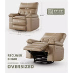 Poltrona Reclinabile Oversize per Adulti, Recliner Manuale in Pelle PU Extra Largo, Cuscino Spugna 1.5X Più Spesso, Comoda Poltrona Relax