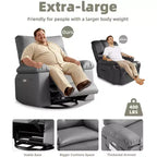 Poltrona Reclinabile Oversize per Adulti, Recliner Manuale in Pelle PU Extra Largo, Cuscino Spugna 1.5X Più Spesso, Comoda Poltrona Relax