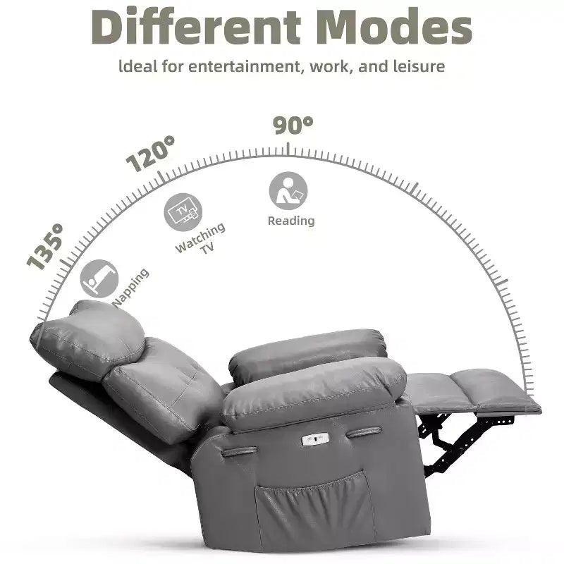Poltrona Reclinabile Oversize per Adulti, Recliner Manuale in Pelle PU Extra Largo, Cuscino Spugna 1.5X Più Spesso, Comoda Poltrona Relax