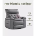 Poltrona Reclinabile Oversize per Adulti, Recliner Manuale in Pelle PU Extra Largo, Cuscino Spugna 1.5X Più Spesso, Comoda Poltrona Relax