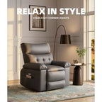 Poltrona Reclinabile Oversize per Adulti, Recliner Manuale in Pelle PU Extra Largo, Cuscino Spugna 1.5X Più Spesso, Comoda Poltrona Relax