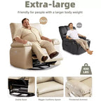 Poltrona Reclinabile Oversize per Adulti, Recliner Manuale in Pelle PU Extra Largo, Cuscino Spugna 1.5X Più Spesso, Comoda Poltrona Relax