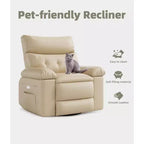 Poltrona Reclinabile Oversize per Adulti, Recliner Manuale in Pelle PU Extra Largo, Cuscino Spugna 1.5X Più Spesso, Comoda Poltrona Relax
