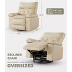 Poltrona Reclinabile Oversize per Adulti, Recliner Manuale in Pelle PU Extra Largo, Cuscino Spugna 1.5X Più Spesso, Comoda Poltrona Relax